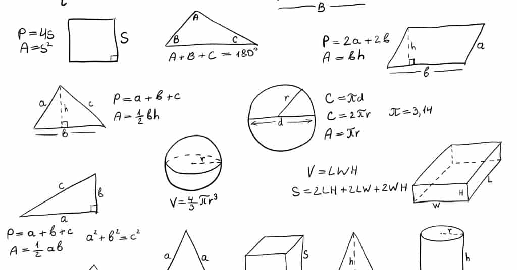 A GRE whiteboard with geometry problems